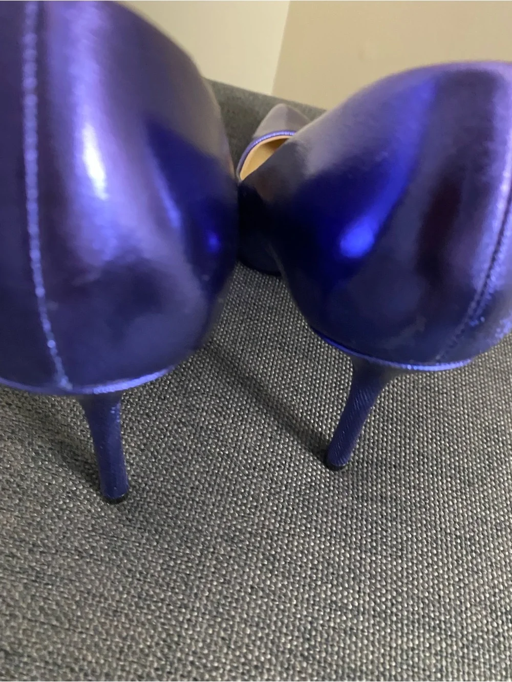 Katy Perry Metallic Closed Toe Purple Heels Size 7.5M Used